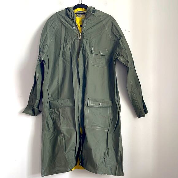 NWOT Weather-Rite full zip midi length hooded rain coat sz L - Picture 1 of 7